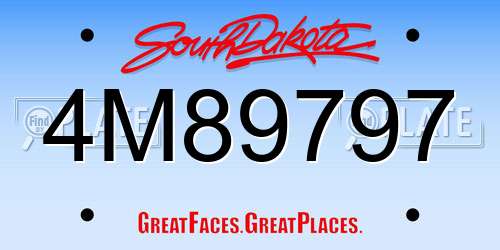 4M89797 South Dakota License Plate