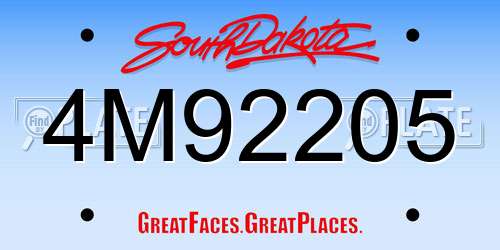4M92205 South Dakota License Plate