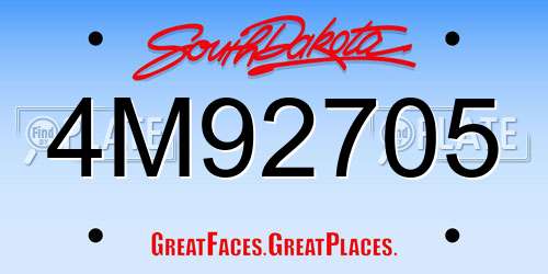 4M92705 South Dakota License Plate