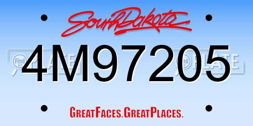 4M97205 South Dakota License Plate