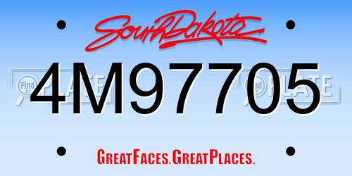 4M97705 South Dakota License Plate
