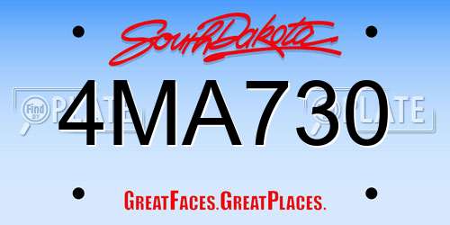 4MA730 South Dakota License Plate