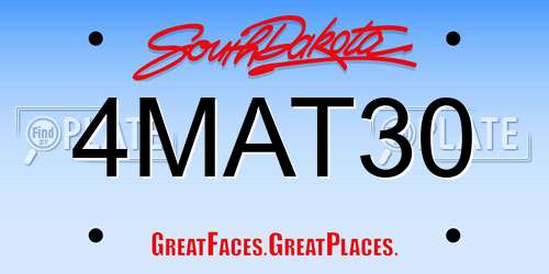 4MAT30 South Dakota License Plate