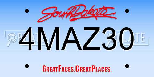 4MAZ30 South Dakota License Plate