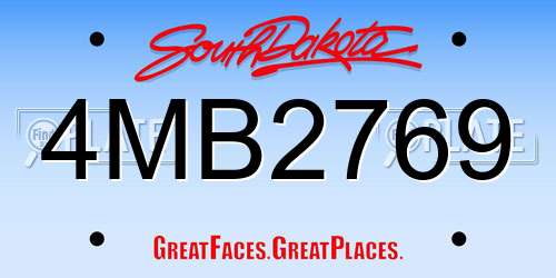 4MB2769 South Dakota License Plate