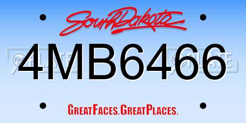 4MB6466 South Dakota License Plate
