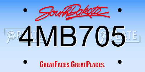 4MB705 South Dakota License Plate