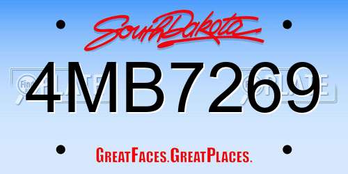 4MB7269 South Dakota License Plate