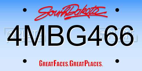 4MBG466 South Dakota License Plate