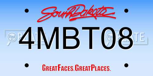 4MBT08 South Dakota License Plate
