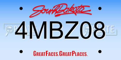 4MBZ08 South Dakota License Plate