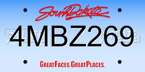 4MBZ269 South Dakota License Plate