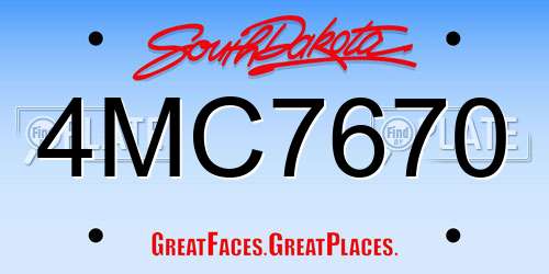 4MC7670 South Dakota License Plate