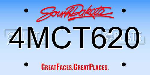 4MCT620 South Dakota License Plate