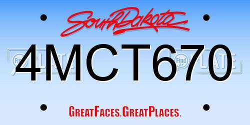 4MCT670 South Dakota License Plate