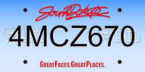 4MCZ670 South Dakota License Plate