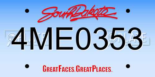 4ME0353 South Dakota License Plate