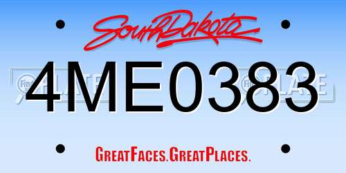 4ME0383 South Dakota License Plate