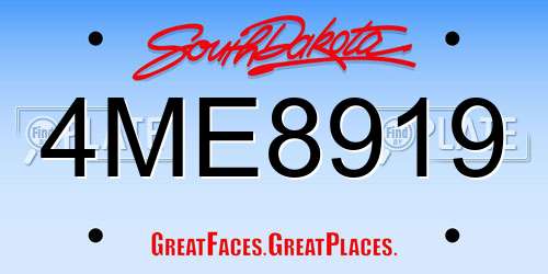 4ME8919 South Dakota License Plate