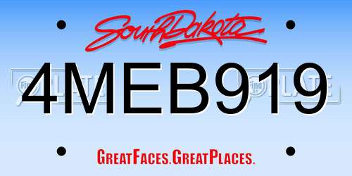 4MEB919 South Dakota License Plate