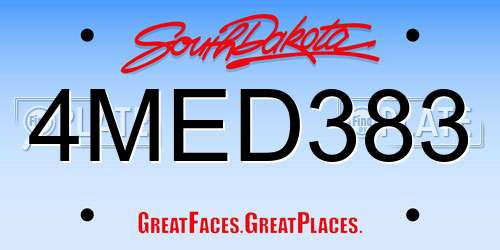 4MED383 South Dakota License Plate