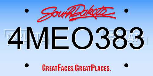 4MEO383 South Dakota License Plate