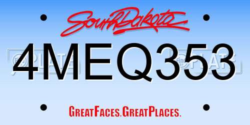 4MEQ353 South Dakota License Plate