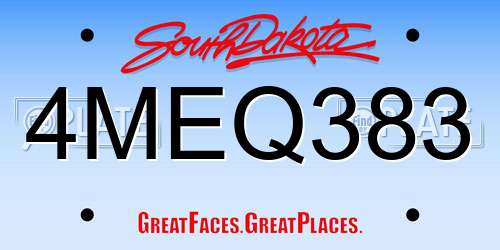 4MEQ383 South Dakota License Plate