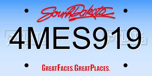 4MES919 South Dakota License Plate
