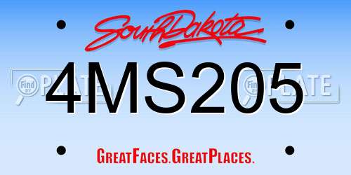 4MS205 South Dakota License Plate