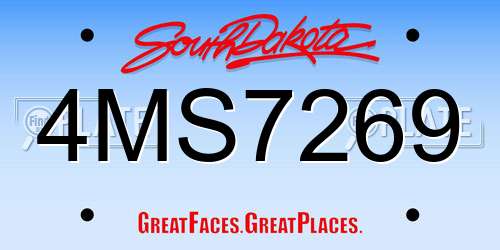 4MS7269 South Dakota License Plate