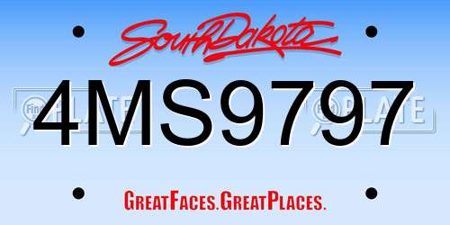 4MS9797 South Dakota License Plate
