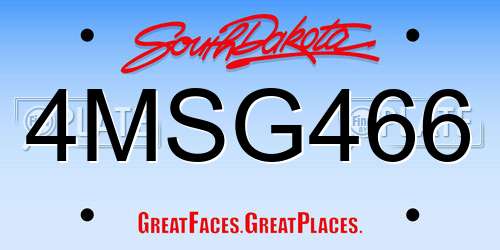 4MSG466 South Dakota License Plate