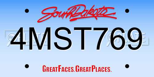 4MST769 South Dakota License Plate