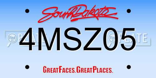 4MSZ05 South Dakota License Plate