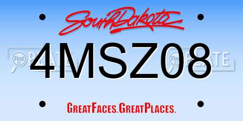 4MSZ08 South Dakota License Plate
