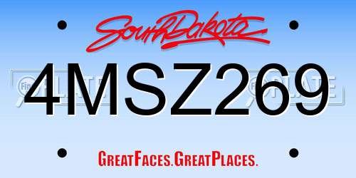 4MSZ269 South Dakota License Plate