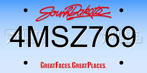 4MSZ769 South Dakota License Plate