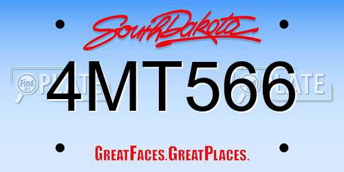 4MT566 South Dakota License Plate