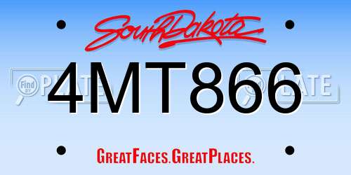 4MT866 South Dakota License Plate