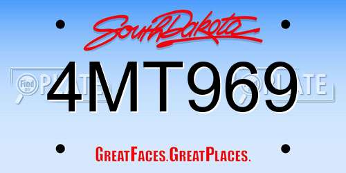 4MT969 South Dakota License Plate