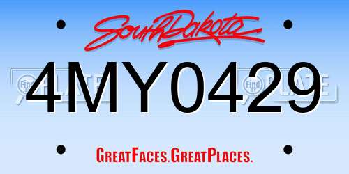 4MY0429 South Dakota License Plate