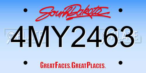 4MY2463 South Dakota License Plate