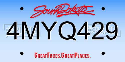 4MYQ429 South Dakota License Plate
