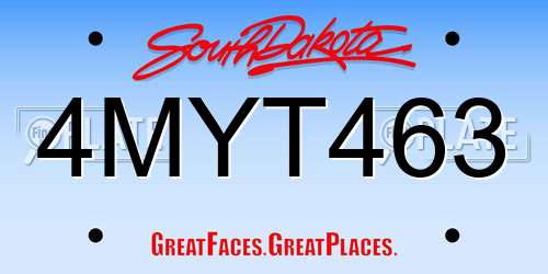 4MYT463 South Dakota License Plate