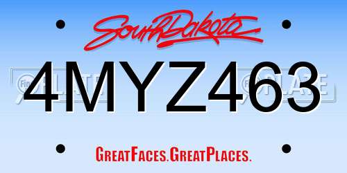 4MYZ463 South Dakota License Plate
