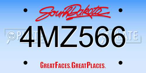 4MZ566 South Dakota License Plate