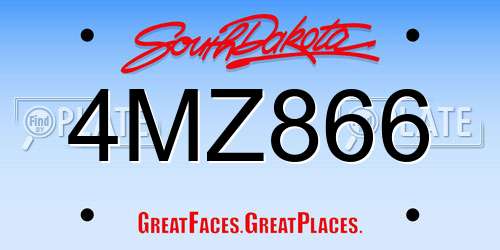 4MZ866 South Dakota License Plate