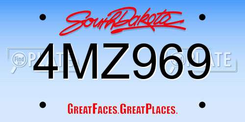 4MZ969 South Dakota License Plate