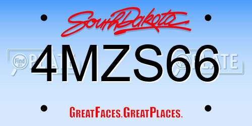 4MZS66 South Dakota License Plate
